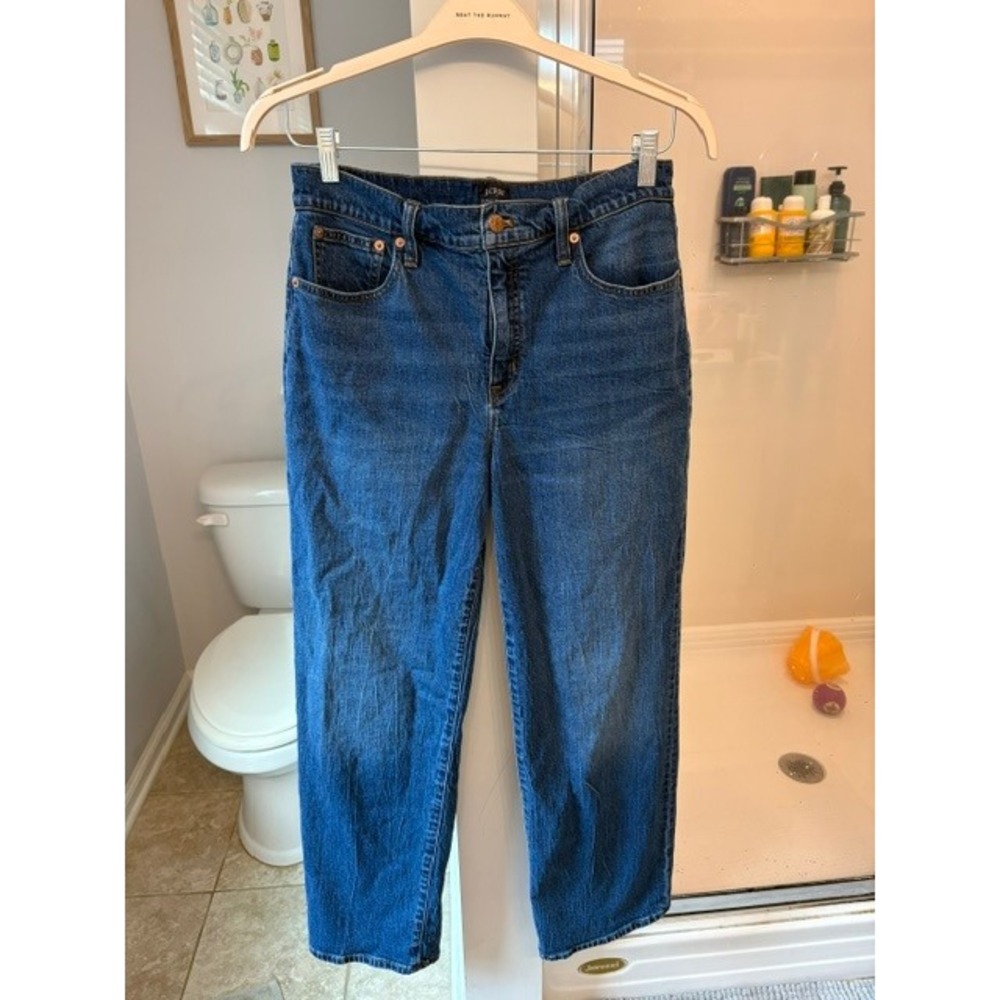 J.Crew Full Length Wide Leg Jeans Women's Size 30 Medium Wash Stretch Denim